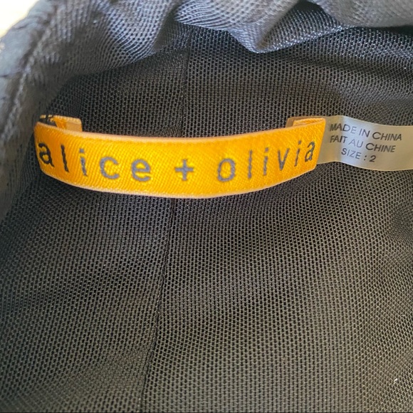 Alice & Olivia Faux Leather Evening Dress Chiffon - Picture 13 of 15